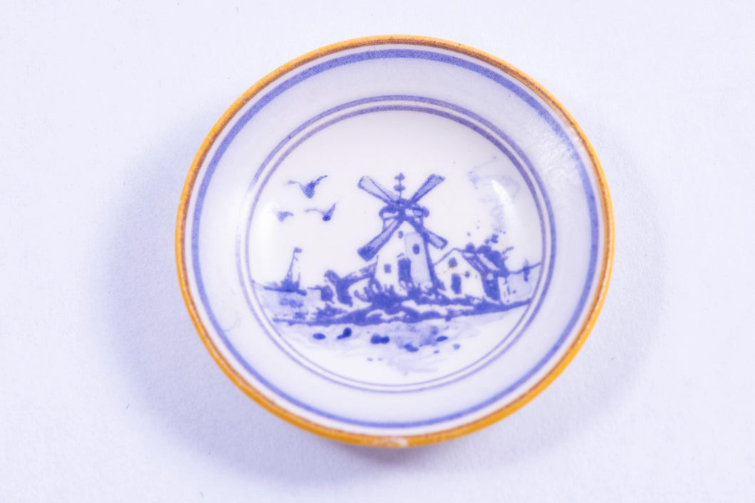 Dollhouse Miniature ~ England's Terry Curran Blue & White Plate with Dutch Windmill - The Estate of Ursula Sauerberg