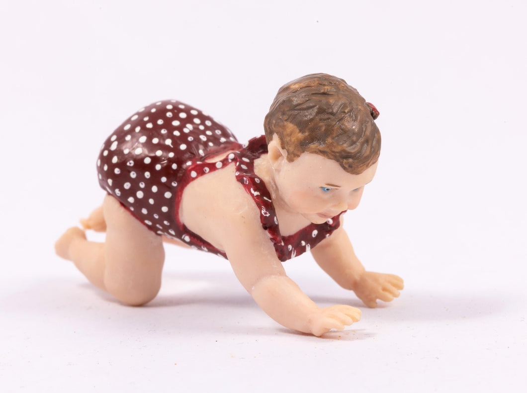 Dollhouse Miniature ~ Susan Scogin Concord Resin Girl Doll Crawling