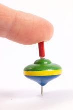 Load image into Gallery viewer, Dollhouse Miniature ~ Nursery Toy - Green, Yellow &amp; Blue Spin Top, Vintage
