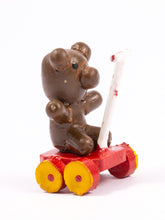 Load image into Gallery viewer, Dollhouse Miniature ~ Vintage Teddy Bear On Wheels Pull Toy
