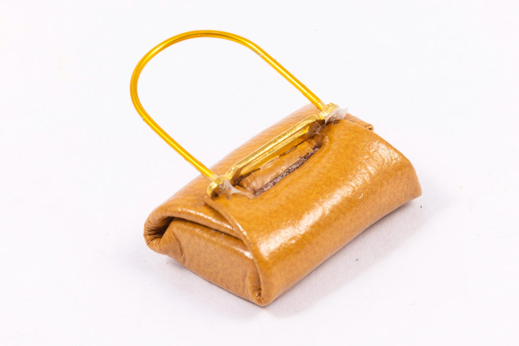 Dollhouse Miniature ~ Vintage Ladies Purse / Handbag - Light Brown