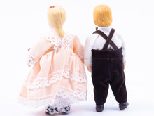 Load image into Gallery viewer, Dollhouse Miniature ~ Porcelain Little Boy &amp; Girl Doll with Blonde Molded Hair
