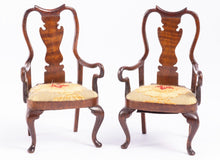Load image into Gallery viewer, Dollhouse Miniature ~ David Booth Pair of Queen Anne Arm Chairs - Lee Lefkowitz Estate
