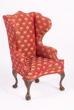 Load image into Gallery viewer, Dollhouse Miniature ~ Pair of Upholstered Wing Back Chairs by Nancy Summers - Lee Lefkowitz Collection
