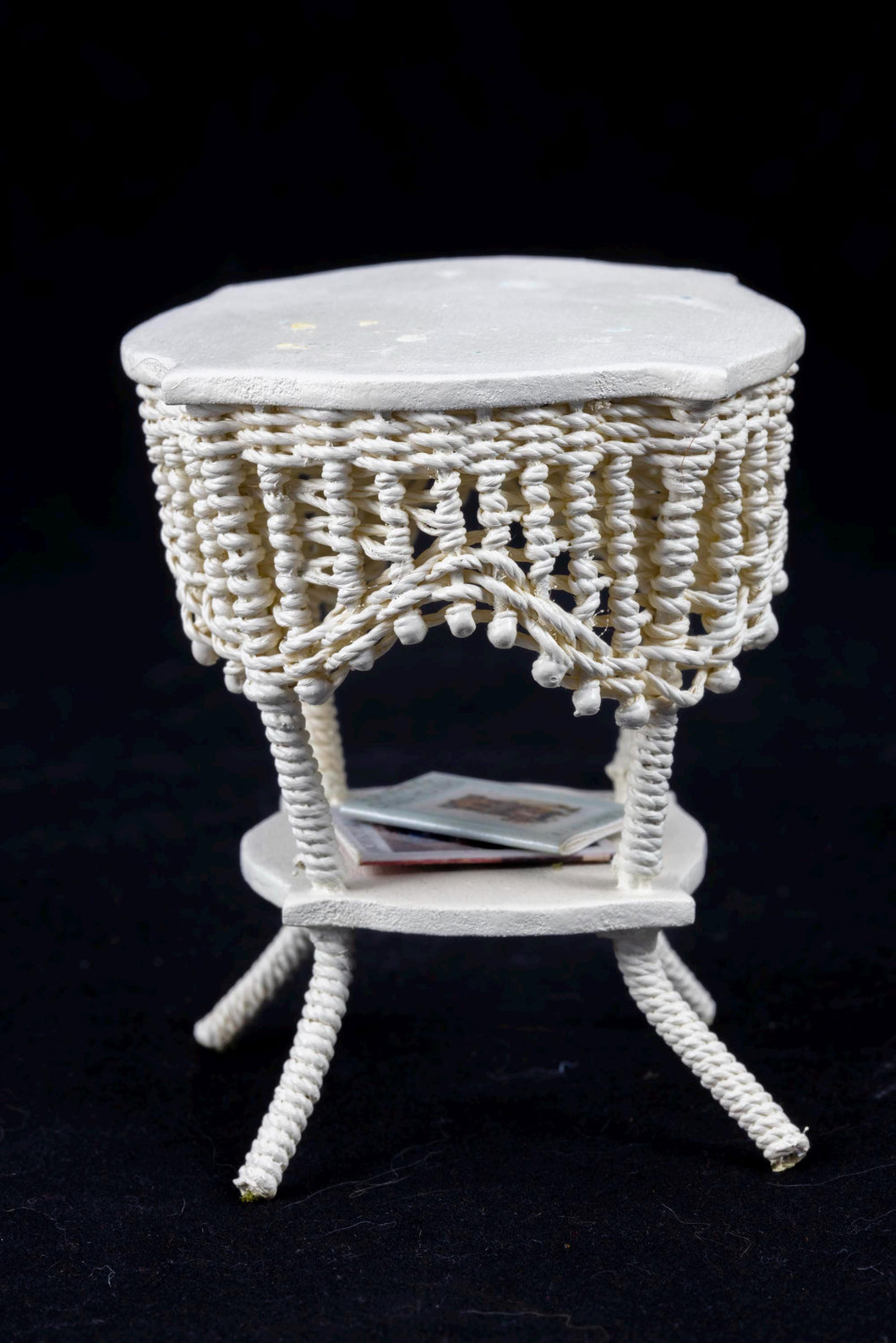 Dollhouse Miniature ~ Peggy Taylor Handmade Wicker Side Table - Lee Lefkowitz Estate