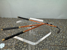 Load image into Gallery viewer, Dollhouse Miniature ~ Vintage Artisan Nantasy Fantasy Handmade Leather Golf Bag With Handmade Wooden Clubs Signed
