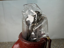 Load image into Gallery viewer, Dollhouse Miniature ~ Vintage Leather Golf Bag &amp; Metal Clubs Set With Umbrella
