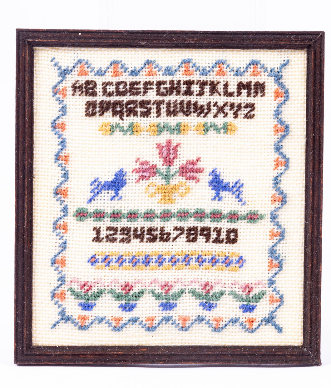 Dollhouse Miniature ~ Alphabet & Numbers Needlepoint Sampler