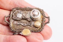 Load image into Gallery viewer, Dollhouse Miniature ~ Sterling Silver Ladies Vantiy with Working Compact, Guglielmo Cini &amp; Pete Acquisto - Lee Lefkowitz Estate
