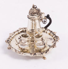 Load image into Gallery viewer, Dollhouse Miniature ~ Sterling Silver Pete Acquisto Coffee with Cups &amp; Tray - Lee Lefkowitz Estate
