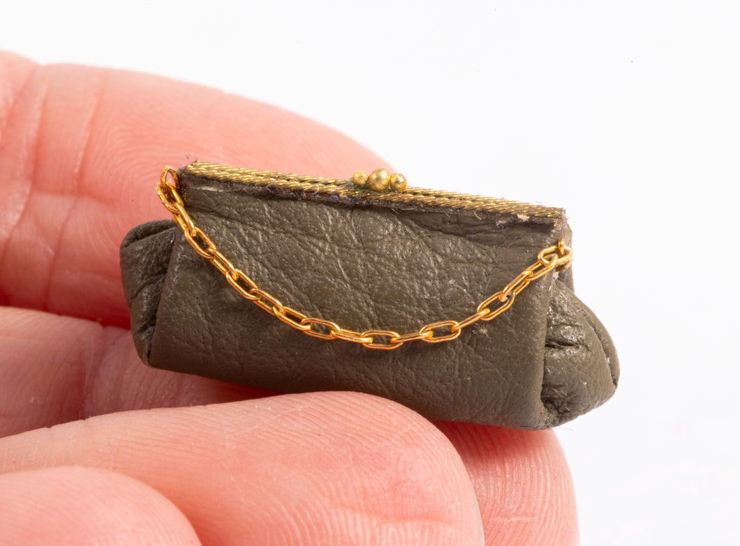 Dollhouse Miniature ~ Handmade Green Ladies Handbag - Lee Lefkowitz Estate