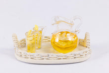 Load image into Gallery viewer, Dollhouse Miniature ~ Wicker Oval Tray with Lemonade For Two  - Lee Lefkowitz Estate
