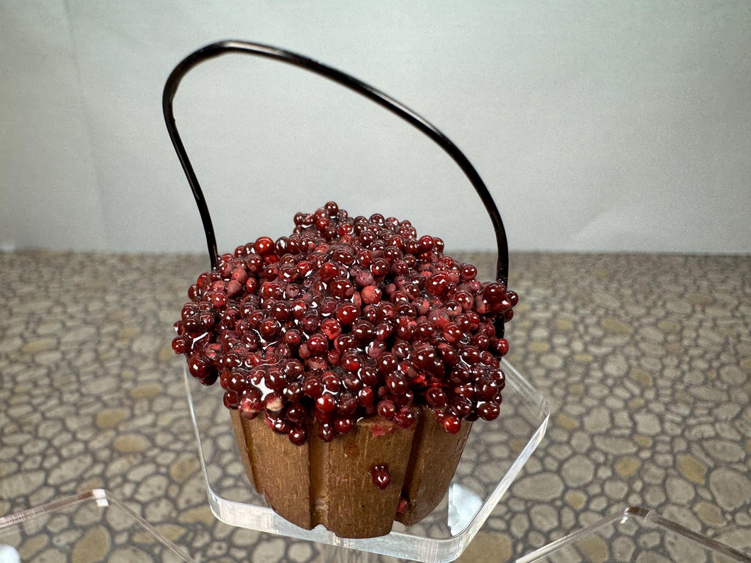 Dollhouse Miniature ~ Artisan Handmade Red Grape Basket