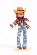 Load image into Gallery viewer, Dollhouse Miniature ~ Julie Stevens 1/4&quot; or 1:48 Cowboy Doll -  The Estate of Ursula Sauerberg
