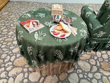 Load image into Gallery viewer, Dollhouse Miniature ~ Artisan Signed Handmade 2 Piece Green Living Room Couch &amp; Table Furniture Set
