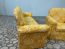 Load image into Gallery viewer, Dollhouse Miniature ~ Artisan Handmade 2 Piece Yellow Living Room Couch &amp; Chair Furniture Set
