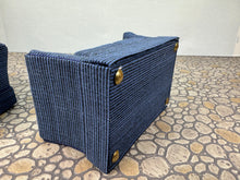 Load image into Gallery viewer, Dollhouse Miniature ~ Vintage Artisan Handmade 3 Piece Blue Living Room Couch, Chair &amp; Ottoman Furniture Set
