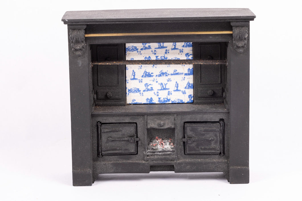 Dollhouse Miniatures ~ Hearth & Home Stove Metal with Upper Rack - Made in UK