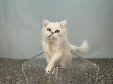 Load image into Gallery viewer, Dollhouse Miniature ~  Artisan Handmade OOAK White Cat Raising Paw
