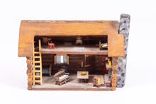 Load image into Gallery viewer, Dollhouse Miniature ~  1:144 Scale Log Cabin with Furniture Made of Wood - From Johnston Estate
