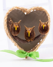 Load image into Gallery viewer, Dollhouse Miniature ~ Adorable Handmade Heart Shaped Basket with Owl Faces - From Johnston Estate
