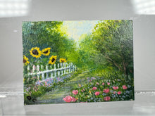 Load image into Gallery viewer, Dollhouse Miniature ~ Vintage Artist O. Calley Sunflower Garden Signed Original Painting
