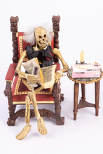 Load image into Gallery viewer, Dollhouse Miniatures ~ Halloween Patricia Paul Skeleton Man On chair with Table - Ursula Sauerberg Estate
