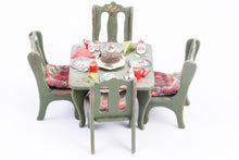 Load image into Gallery viewer, Dollhouse Miniature ~ Christmas Elf Sized Table &amp; Chairs Decorated for Xmas - Ursula Sauerberg Estate
