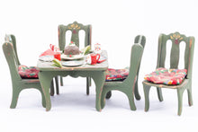 Load image into Gallery viewer, Dollhouse Miniature ~ Christmas Elf Sized Table &amp; Chairs Decorated for Xmas - Ursula Sauerberg Estate
