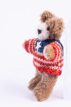 Load image into Gallery viewer, Dollhouse Miniature ~ Handmade Stuffed Teddy Bear with American Flag Sweater - Ursula Sauerberg Estate
