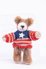 Load image into Gallery viewer, Dollhouse Miniature ~ Handmade Stuffed Teddy Bear with American Flag Sweater - Ursula Sauerberg Estate
