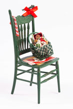 Load image into Gallery viewer, Dollhouse Miniature ~ Decorated Christmas Chair with Candy Canes &amp; Basket of Cookies
