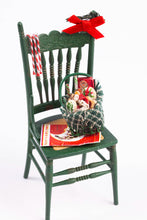 Load image into Gallery viewer, Dollhouse Miniature ~ Decorated Christmas Chair with Candy Canes &amp; Basket of Cookies
