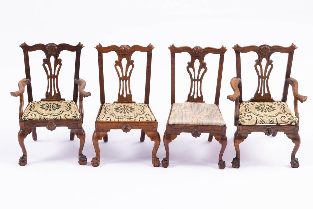 Dollhouse Miniature ~ Betty Valentine Set of 4 Chairs - Hand Crafted Vintage Artisan
