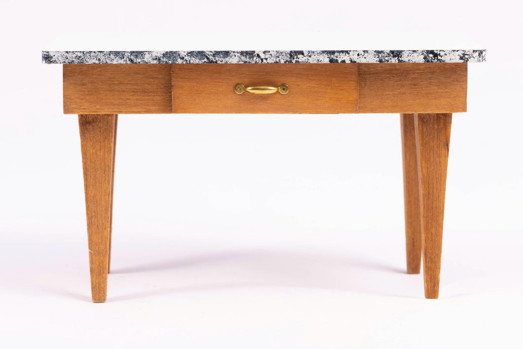 Dollhouse Miniature ~ White Metal Table Top Kitchen Table