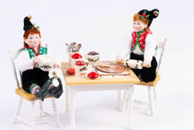 Load image into Gallery viewer, Dollhouse Miniature ~ Two Christmas Elves with Table &amp; Gingerbread Making - Fern Vasi Handmade Dolls
