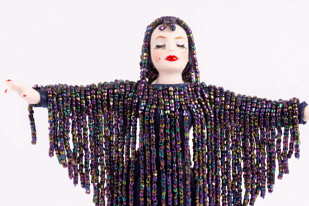 Dollhouse Miniature ~ Art Deco 1930's Inspired Female Dressed Doll by Fern Vasi