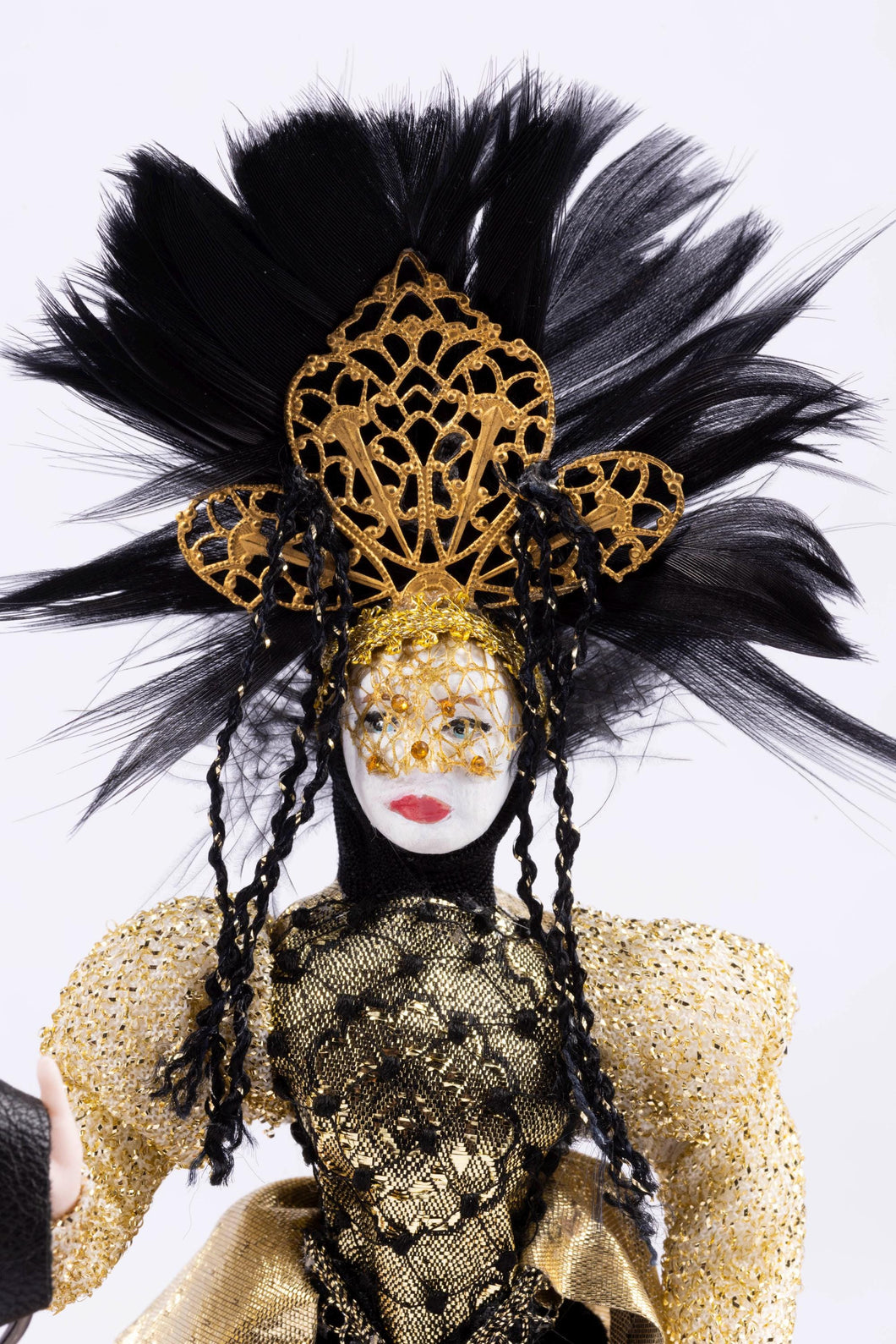 Dollhouse Miniature ~ Woman Dressed in Masquerade Outfit by Fern Vasi