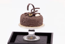 Load image into Gallery viewer, Dollhouse Miniature ~ The English Kitchen Chocolate Cake on Cake Stand - Handmade
