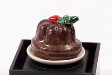 Load image into Gallery viewer, Dollhouse Miniature ~ Deborah McKnight Plum Pudding on Plate - Handmade
