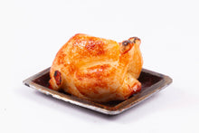 Load image into Gallery viewer, Dollhouse Miniature ~ Handmade Turkey on Aged Metal Pan, From England
