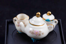 Load image into Gallery viewer, Dollhouse Miniature ~ Nancy Duden Teapot, Sugar and Creamer Porcelain Set
