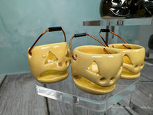 Load image into Gallery viewer, Dollhouse Miniature ~ Vintage Artisan Alex Meiklejohn Handmade Halloween Trick Or Treat Porcelain Jack-o-lantern Basket With Copper Handle
