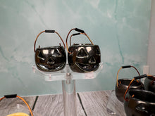 Load image into Gallery viewer, Dollhouse Miniature ~ Vintage Artisan Alex Meiklejohn Handmade Halloween Trick Or Treat Porcelain Jack-o-lantern Basket With Copper Handle
