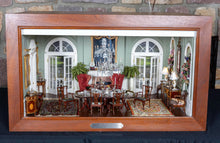 Load image into Gallery viewer, Dollhouse Miniature ~ Dining Room Beautiful Roombox by Lawbre with Phyllis Tucker Chandelier - From Lee Lefkowitz Estate
