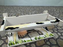 Load image into Gallery viewer, Dollhouse Miniature ~  Vintage 1991 IGMA Artisan Karen Markland Handmade Hand Painted Cow Bench
