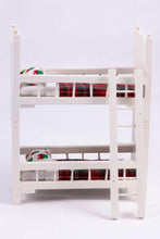 Load image into Gallery viewer, Dollhouse Miniature ~ Christmas Elf Bunk Bed - Dressed with Plaid Bedding &amp; Present Pillows
