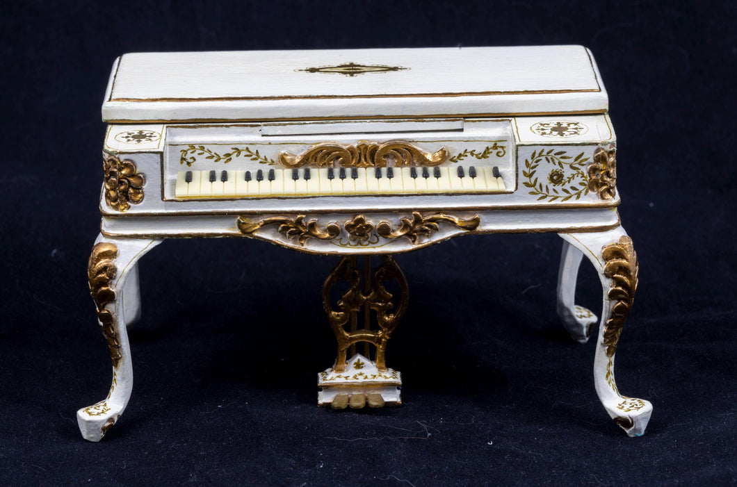 Dollhouse Miniature ~ Paul Saltarelli Hand Painted Piano with Baroque Era Musicians