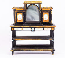 Load image into Gallery viewer, Dollhouse Miniature ~ Beautiful Replica Hand Painted French, Louis XVI Ebony &amp; Sevres Cabinet with Writing Desk - Ursula Sauerberg&#39;s Estate
