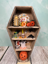 Load image into Gallery viewer, Dollhouse Miniature ~ Artisan Handmade Decorated Coffin Halloween Display Case
